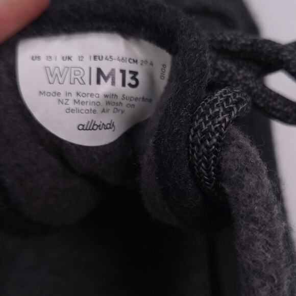 Allbirds Wool Runner Athletic Lace Up Running Shoe Mens Size 13 Black - Picture 10 of 10